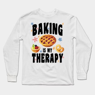 BAKING IS MY THERAPY CUTE TOP GIRLS WOMEN FUN TRENDY FASHION Long Sleeve T-Shirt